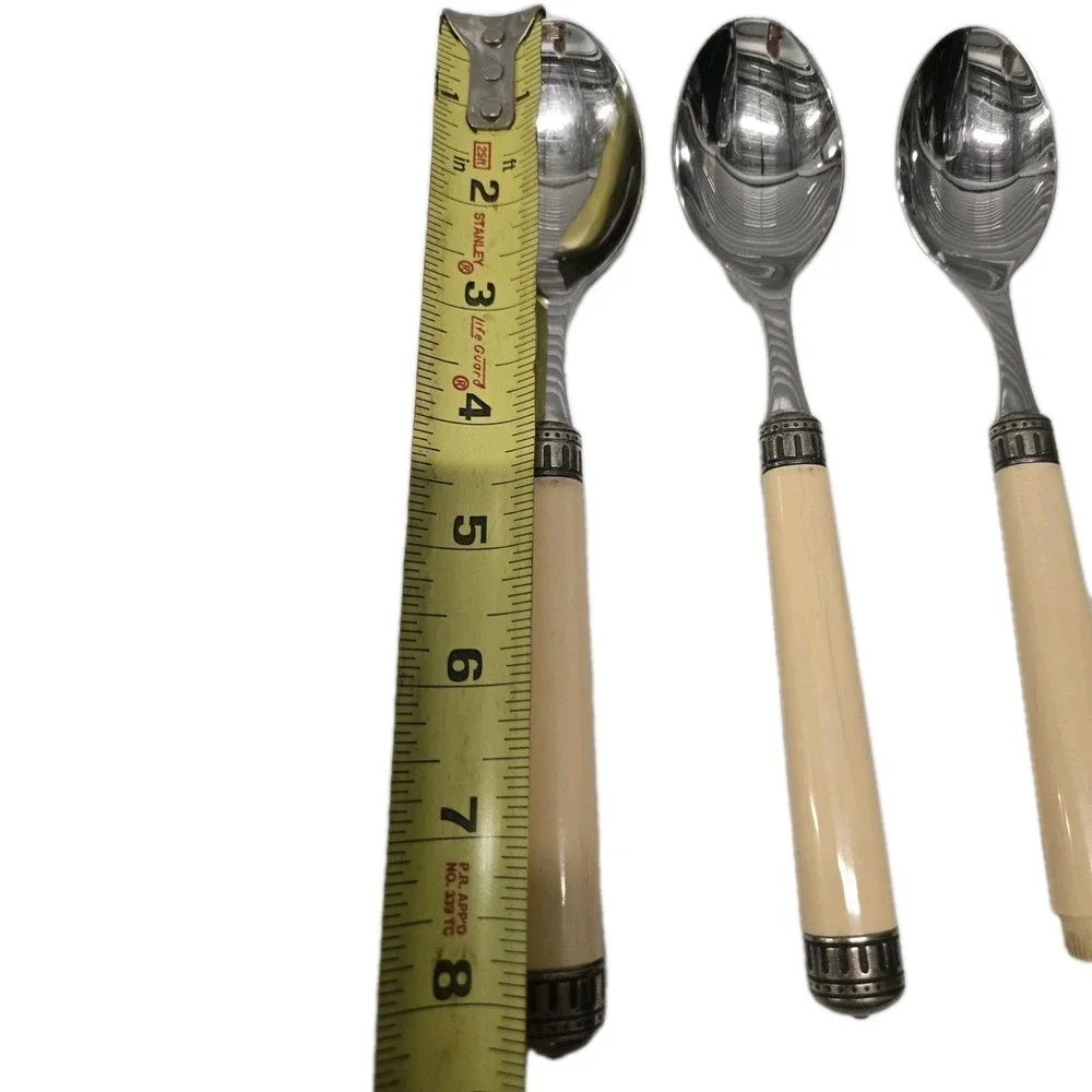 14 Pieces‎ EME Napoleon Stainless Flatware Ivory Cream Color Handles Italy